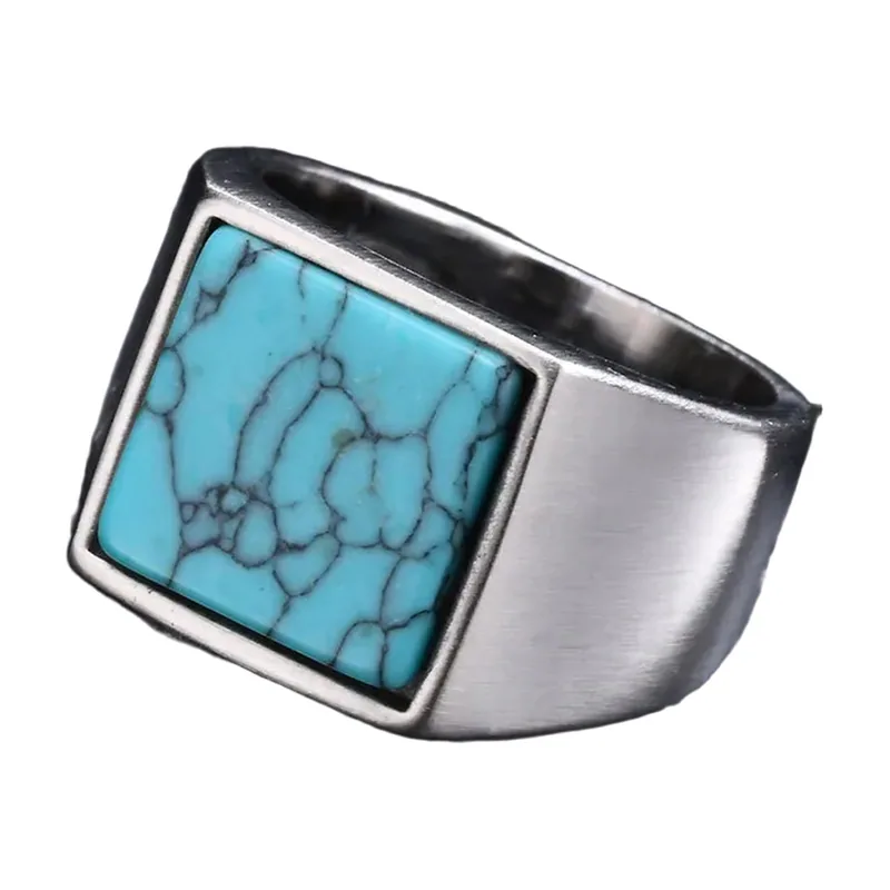 Herren Siegelring mit blauem Stein, Edelstahl