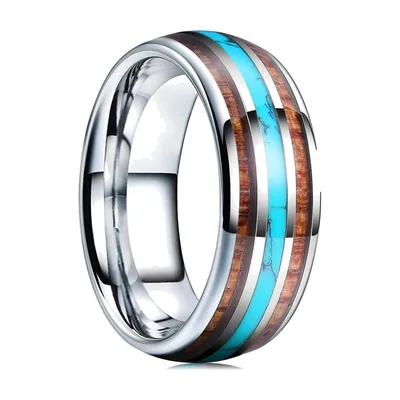 8mm Ring mit Meteorit und Perlmutt-Einlage, Edelstahl