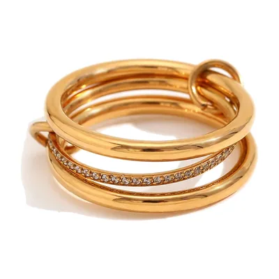 Herren Multi-Band Kettenring mit Zirkonia, Edelstahl