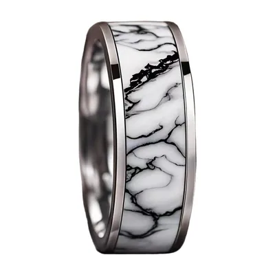 Anillo de banda efecto mármol, acero inoxidable 316L