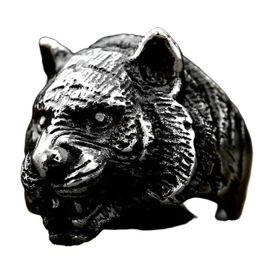 Tigerkopf Statement-Ring aus 316L Edelstahl