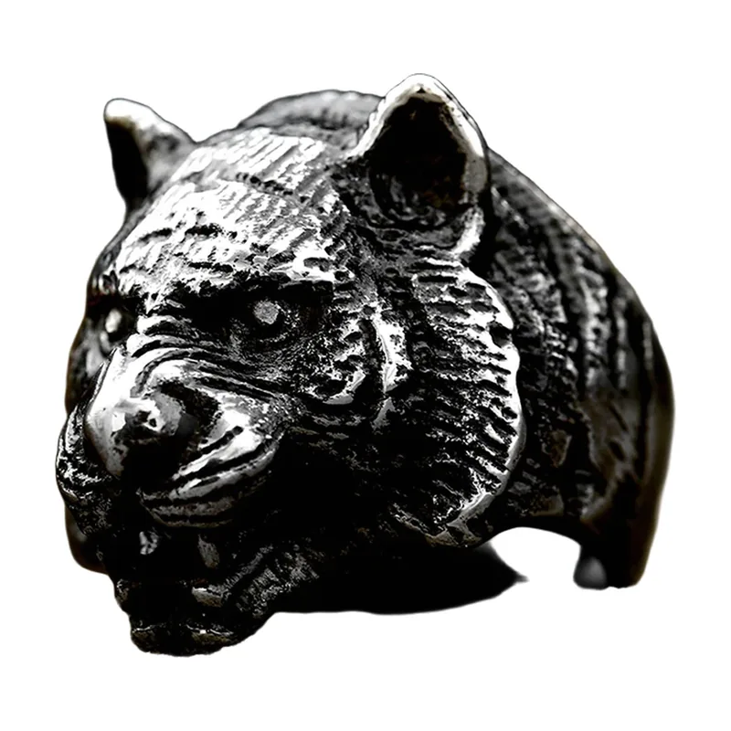 Tigerkopf Statement-Ring aus 316L Edelstahl
