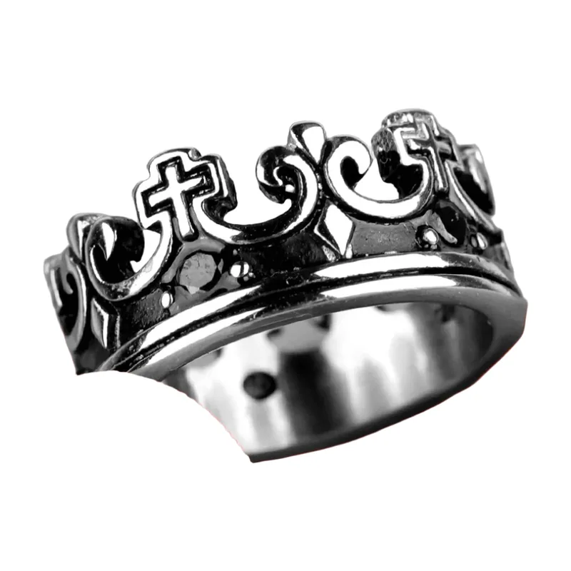 Anillo de Corona con Circonita, Acero Inoxidable 316L