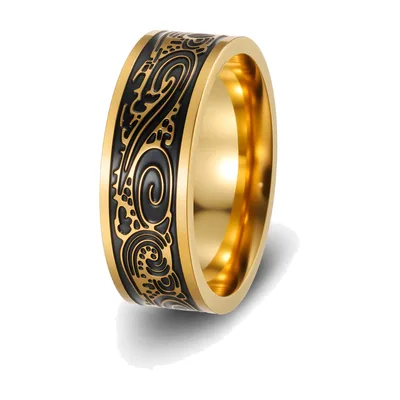 Wikinger Runenring mit Gravuren, Edelstahl