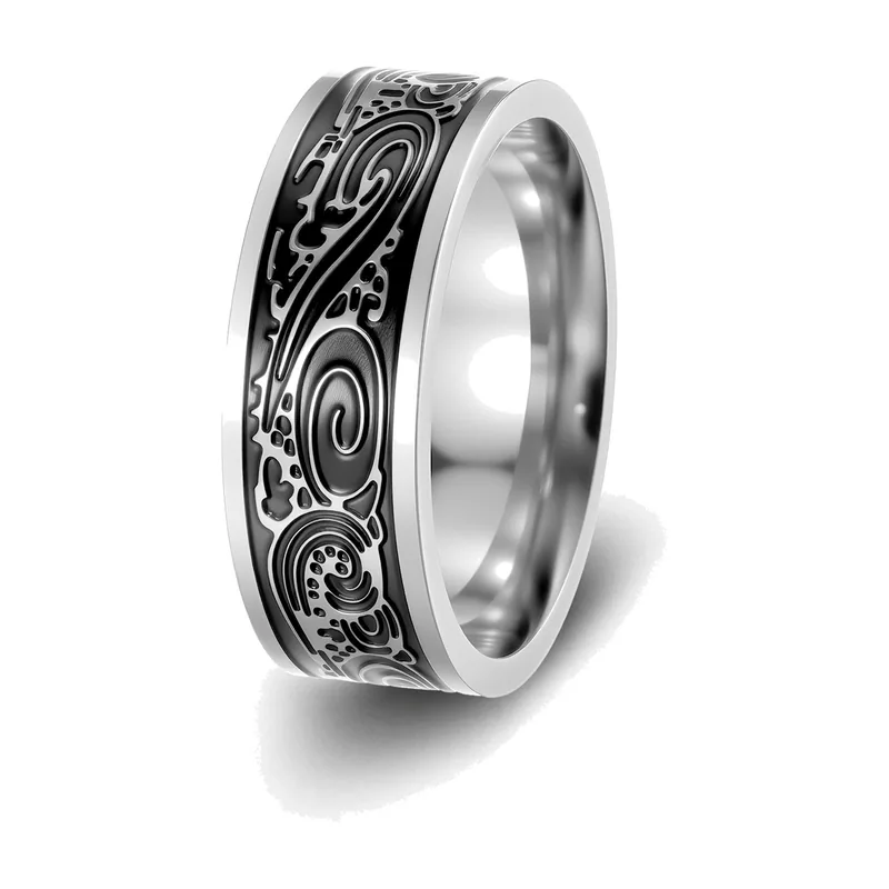 Anillo de Runas Vikingas para Hombre, Acero Inoxidable 316L