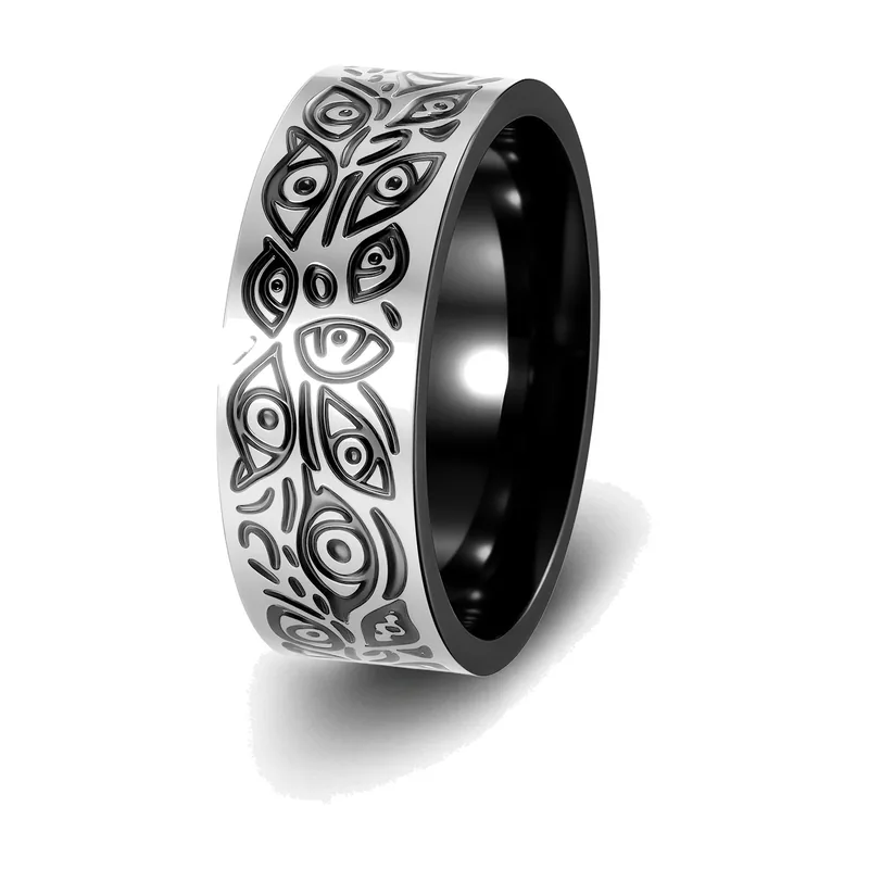 Anillo de Runas Vikingas con Motivos Nórdicos, Acero Inoxidable