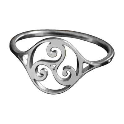 Triskele Ring mit keltischem Knoten, Edelstahl