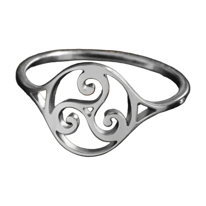Triskele Ring mit keltischem Knoten, Edelstahl