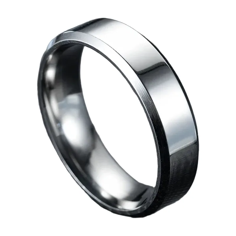 Schlichter polierter Herrenring, 6mm, Edelstahl