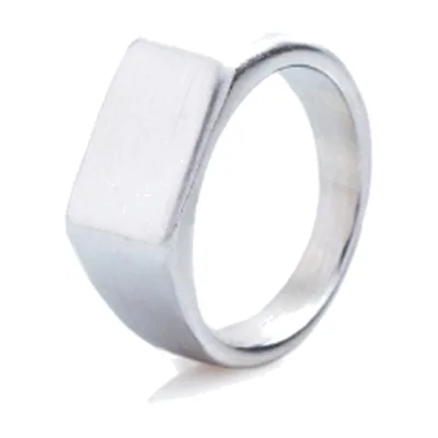 Anello Siginetto Rettangolare con Piastra Piatta, Acciaio Inox
