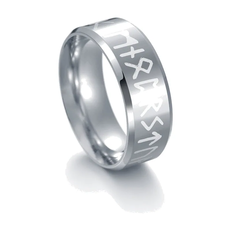 Nordische Runen Ring für Herren, Edelstahl