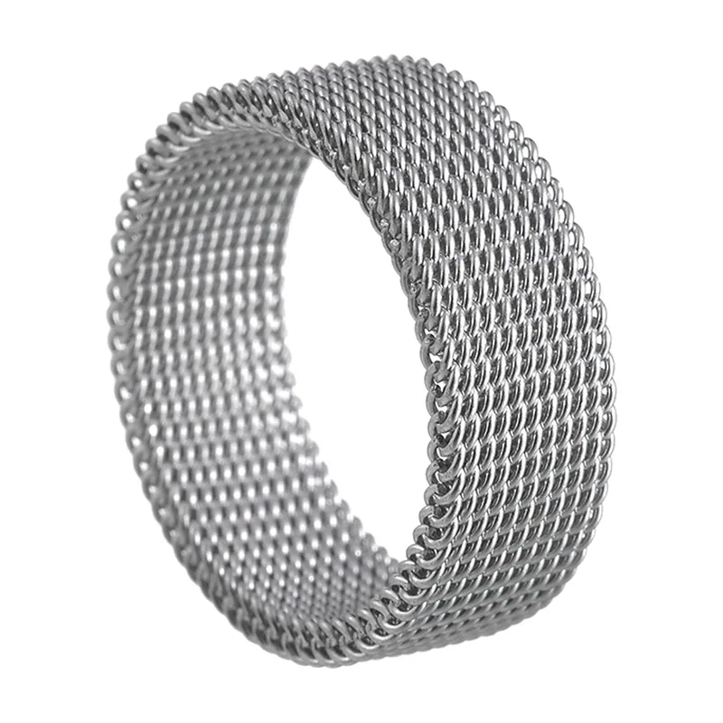Herrenring mit Mesh-Kettenmuster, Edelstahl