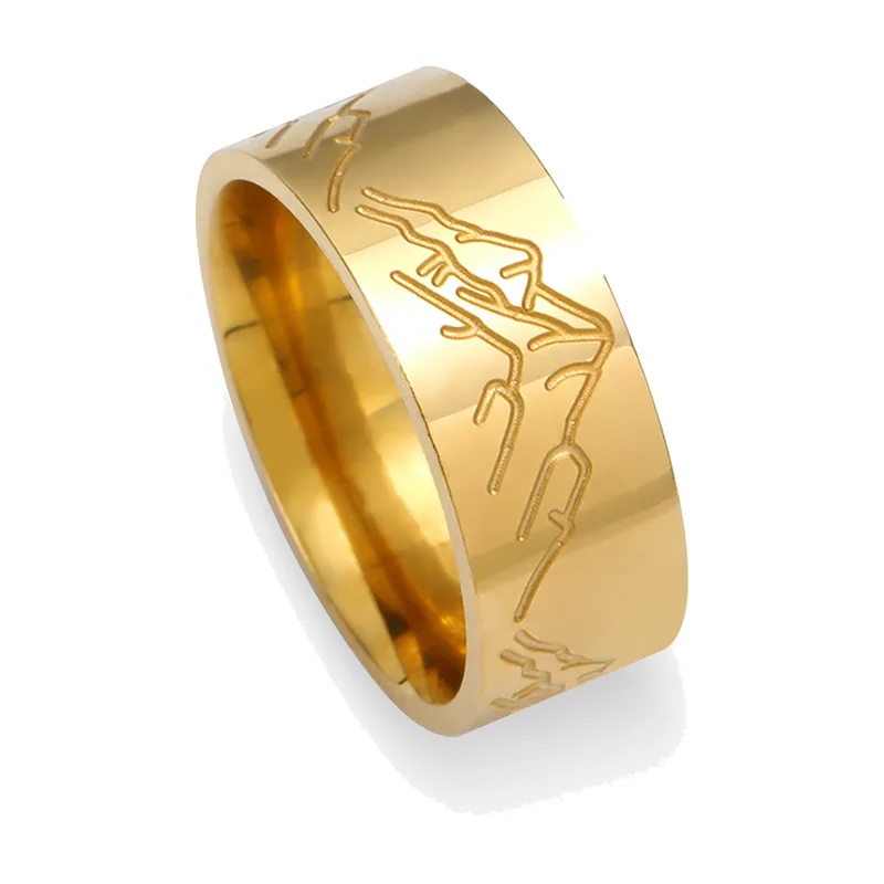 Mount Elbrus Ring mit Berglandschaft, Edelstahl