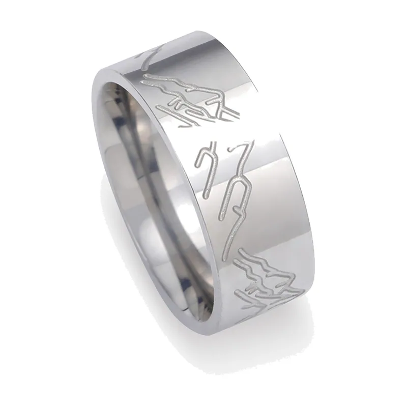 Anello Inciso Monte Elbrus, Acciaio Inossidabile