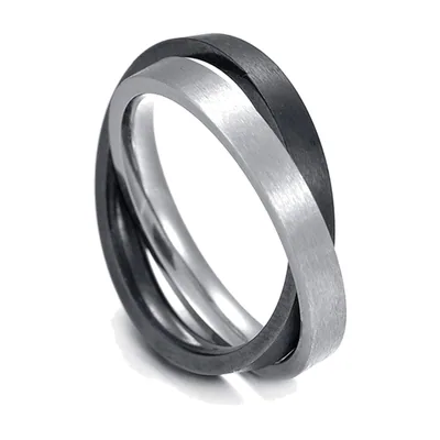 Intertwined Twist Band Ring, Two Tone Stainless Steel