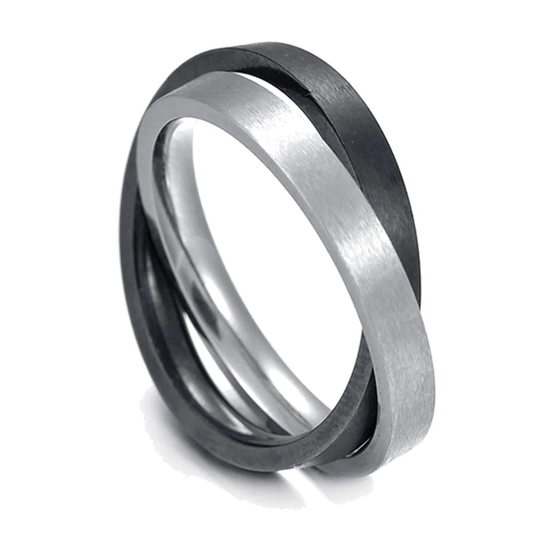 Anillo de Banda con Twist Entrelazado, Bicolor, Acero Inoxidable