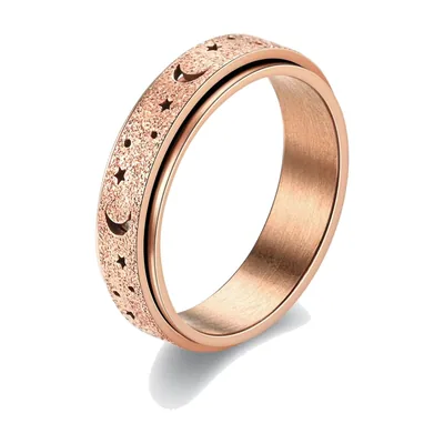 Spinner-Ring mit Mond und Sternen, Edelstahl