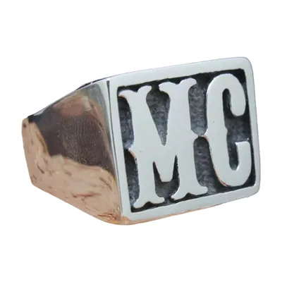 Herren Siegelring mit MC-Schriftzug, Edelstahl 316L