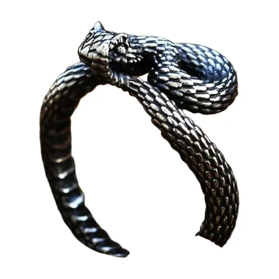 Schlangen-Wrap-Ring mit Schuppen-Details, Edelstahl 316L
