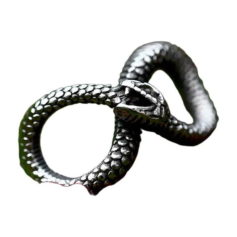 Schlangen-Wrap-Ring mit detaillierten Schuppen, Edelstahl 316L