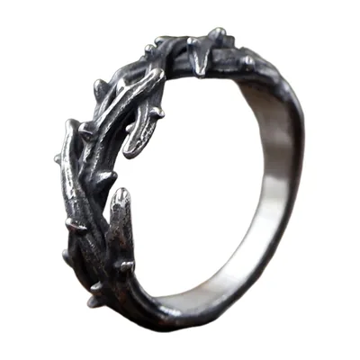 Dornenzweig-Ring mit Antik-Finish, 316L Edelstahl