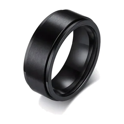Herren Spinner-Ring in Mattschwarz, Edelstahl 316L