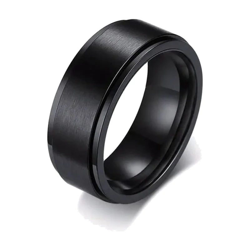 Matte Black Spinner Ring, 316L Stainless Steel