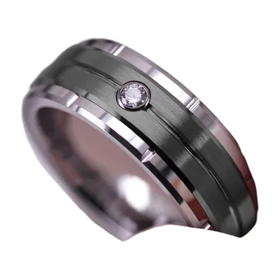 Herren Ring mit blauem Stein und Zirkonia, Edelstahl