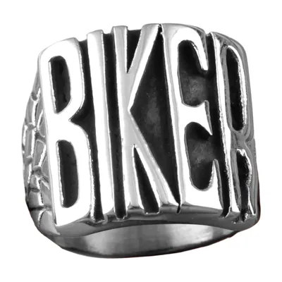 Biker Schriftzug Siegelring, 316L Edelstahl