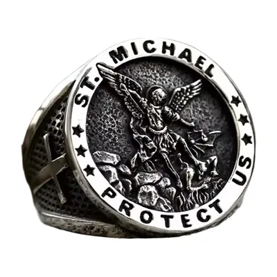 St. Michael Archangel Signet Ring, 316L Stainless Steel
