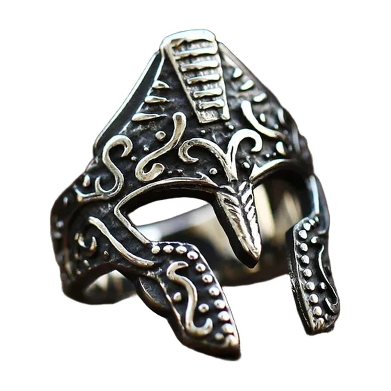 Bague Motif Casque Spartiate, Acier Inoxydable 316L