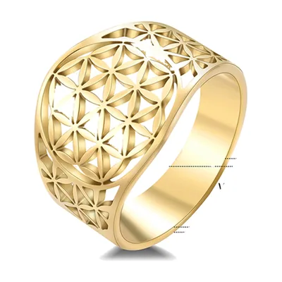 Blume des Lebens Mandala Ring, Edelstahl 316L