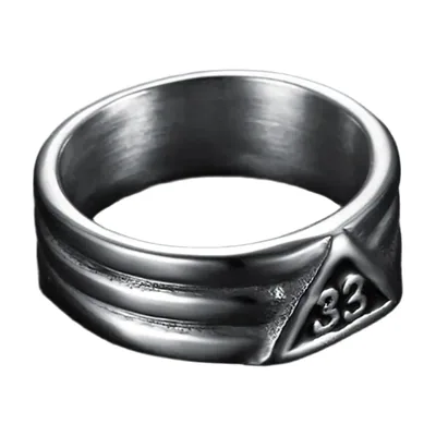 Freimaurer Ring mit Dreieck und Zahl 33, Edelstahl