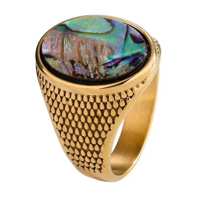 Herren Siegelring mit Abalone-Stein aus Edelstahl