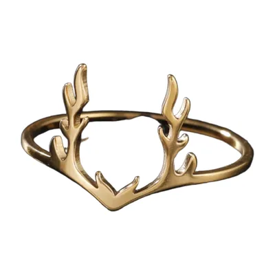 Antler Design Band Ring, 316L Stainless Steel