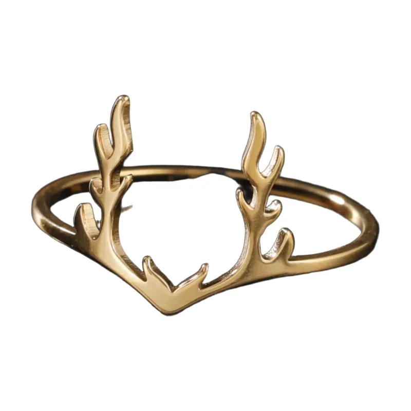 Herrenring mit Geweih-Design, 316L Edelstahl