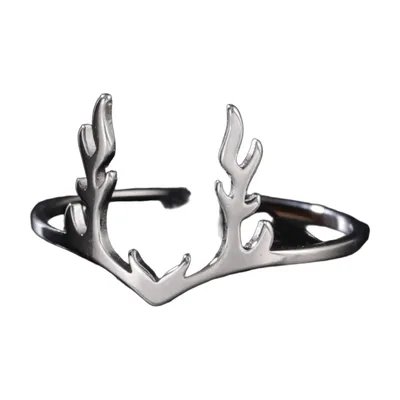 Antler Design Band Ring, 316L Stainless Steel