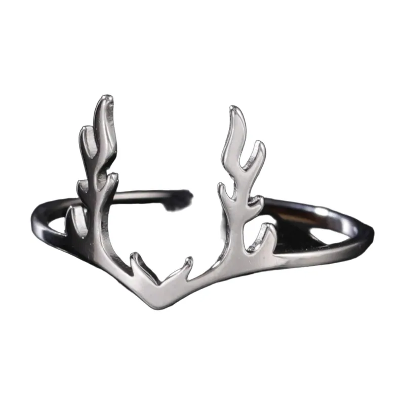 Herrenring mit Geweih-Motiv, 316L Edelstahl