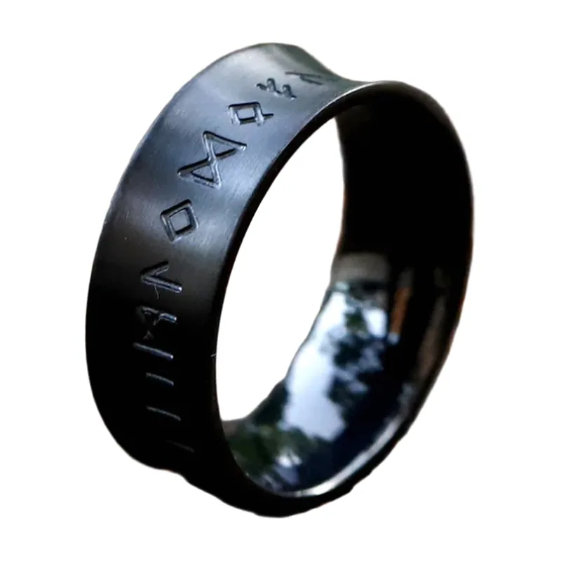 Anillo de Runas Vikingas en Acero Inoxidable Negro