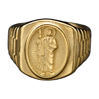 Saint Jude Religious Signet Ring, 316L Stainless Steel