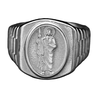 Saint Jude Religious Signet Ring, 316L Stainless Steel