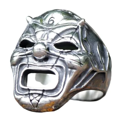 Gotischer Totenkopf-Maskenring aus Edelstahl 316L