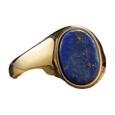 Herren Siegelring mit Lapis Lazuli, Edelstahl