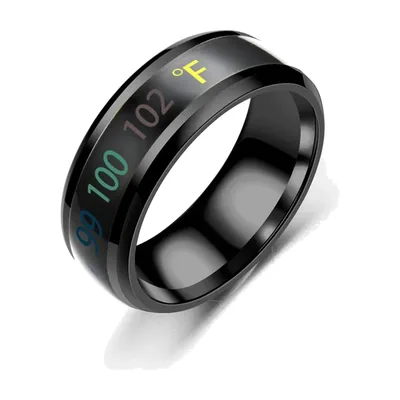 Bague d'Humeur Sensible à la Température, Acier Inoxydable Noir