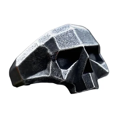 Geometrischer Totenkopf-Statementring aus Edelstahl