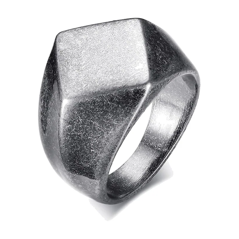 Square Signet Ring, Polished 316L Stainless Steel
