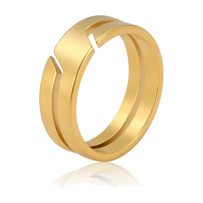 Bague Géométrique pour Homme Dorée, Acier Inoxydable 316L