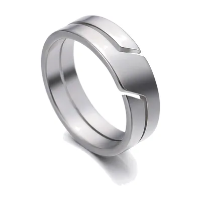 Bague Géométrique à Rainures Parallèles, Acier Inoxydable