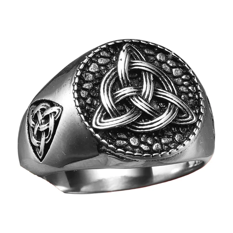 Keltischer Knoten Triquetra Siegelring, Edelstahl