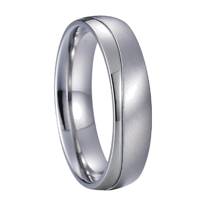 Bague Alliance Brossée, Acier Inoxydable 316L